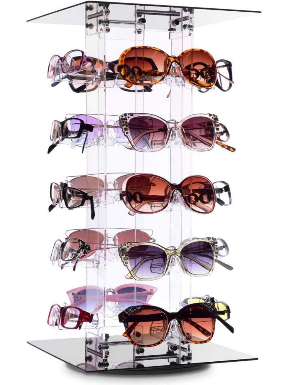 Acrylic Rotating Eyewear Display Stand - Holds 20 Frames, Stylish Organizer